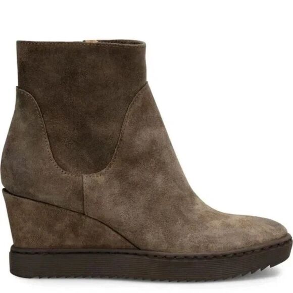 Sofft Grey Neutral Suede Shary Wedge Aqua Wedge Boot Size 10 & 9.5 - Picture 1 of 9